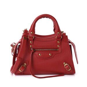 Balenciaga Smooth Calfskin Leather Classic City Nano Red Top Handle Bag 2020